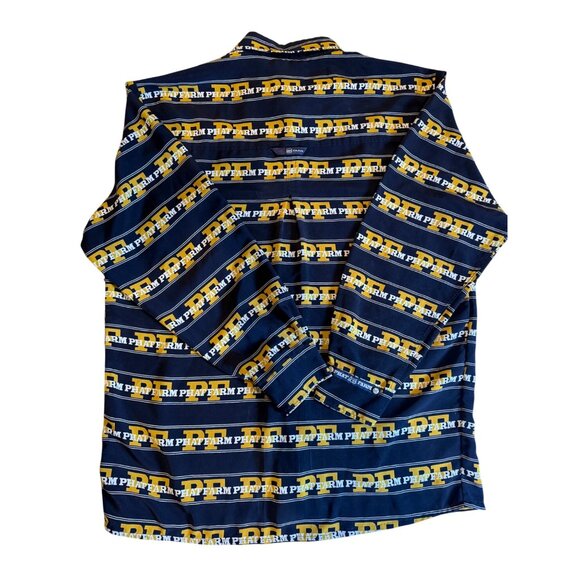 Phat Farm Mens XL Button-Up 90’s Y2K Hip Hop Shirt Yellow & Black Graphic Print - Picture 5 of 8